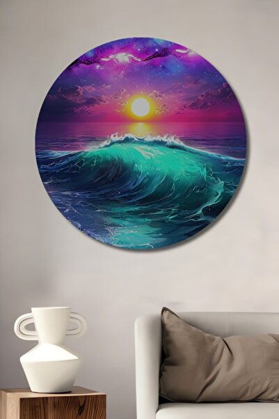 Teona Ahşap Στρογγυλό ξύλινο διακοσμητικό τραπέζι με εμφάνιση γαλαξιακού κύμα...