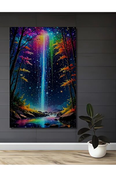 Teona Ahşap Ψηφιακή Τέχνη Καταρράκτης Ουράνιο Τόξο Ξύλινο Διακοσμητικό Τραπέζ...