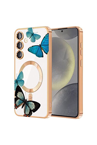 bestcase Πολυτελής Θήκη MagSafe, Συμβατή με Samsung Galaxy A55, Μπλε Πεταλούδ...