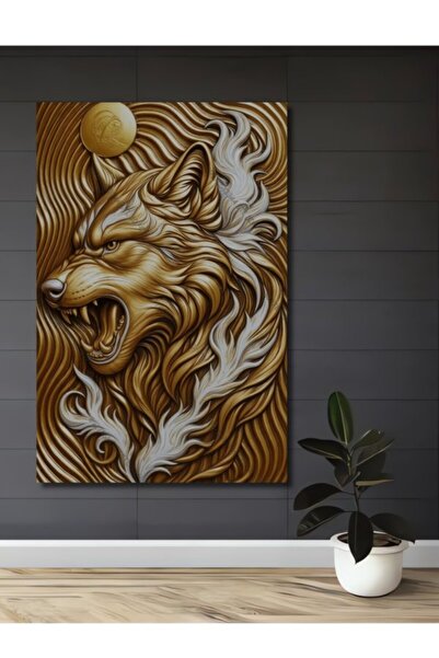 Teona Ahşap Η Δύναμη του Χρυσού Λιονταριού Ξύλινο Διακοσμητικό Πίνακα για Σπί...