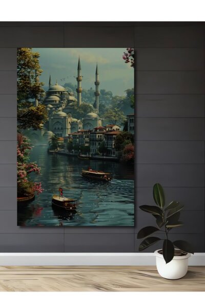 Teona Ahşap Ξύλινο διακοσμητικό πίνακα με ελαιογραφία με θέα την Ιστορική Χερ...