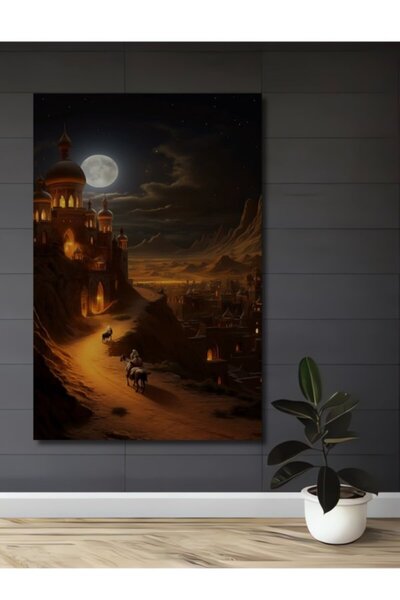 Teona Ahşap Ξύλινο διακοσμητικό τραπέζι με ελαιογραφία με θέμα το αραβικό νυχ...