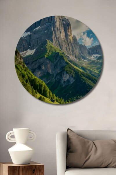 Teona Ahşap Στρογγυλό, υπέροχο, διακοσμητικό ξύλινο τραπέζι με ακουαρέλα με θ...