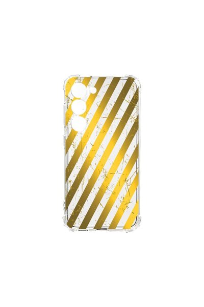 bestcase Αντικραδασμική Θήκη 1.5MM, Συμβατή με Samsung Galaxy S23, Χρυσές Ρίγ...