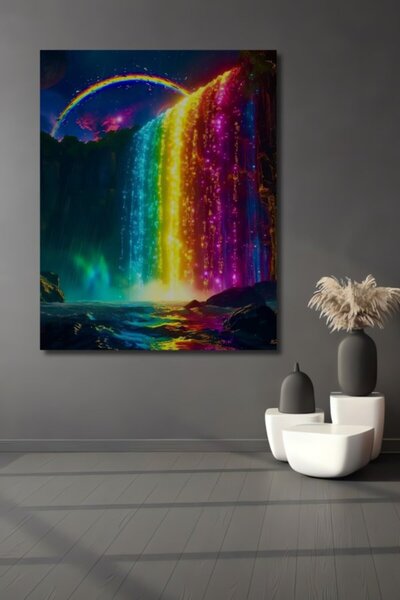 Teona Ahşap Ψηφιακή εκτύπωση Rainbow Waterfall Ξύλινο Διακοσμητικό Τραπέζι γι...