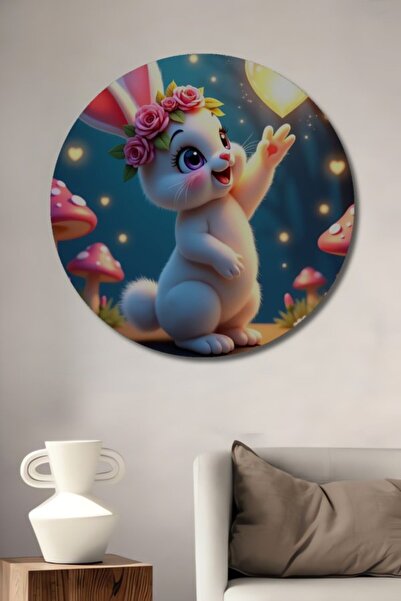 Teona Ahşap Στρογγυλό Ξύλινο Διακοσμητικό Τραπέζι με Χαριτωμένο Σχέδιο Καρδιά...