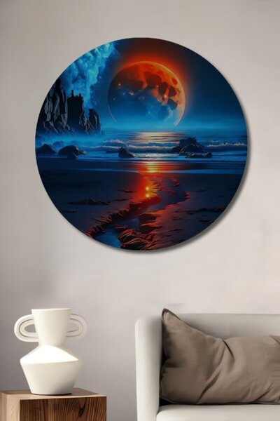 Teona Ahşap Στρογγυλό Ξύλινο Διακοσμητικό Πίνακα Ψηφιακής Εκτύπωσης με θέμα τ...