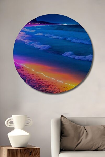 Teona Ahşap Στρογγυλό Ξύλινο Διακοσμητικό Τραπέζι Ψηφιακής Εκτύπωσης Rainbow ...