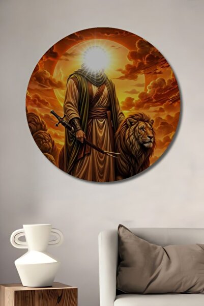 Teona Ahşap Στρογγυλός Ξύλινος Διακοσμητικός Πίνακας με Λιγότεχνη Ελαιογραφία...