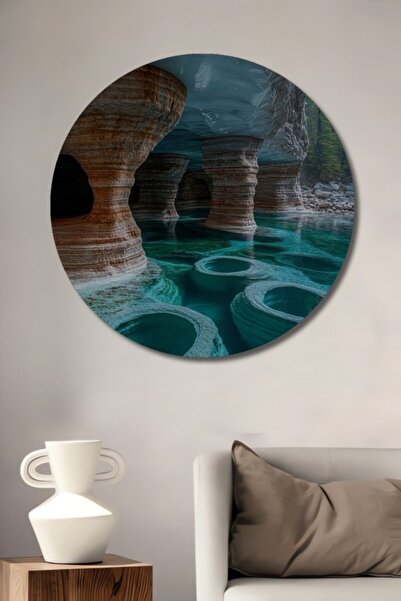 Teona Ahşap Στρογγυλό, γοητευτικό ξύλινο διακοσμητικό τραπέζι με σχέδιο σπηλι...