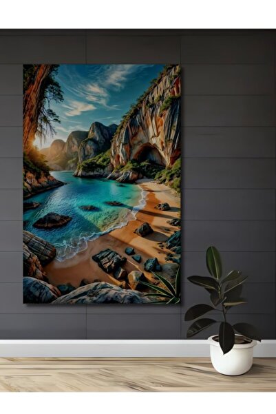 Teona Ahşap Πανέμορφο Παραθαλάσσιο Τοπίο με Ελαιογραφία, Ξύλινο Διακοσμητικό ...