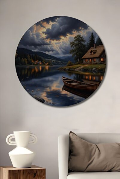 Teona Ahşap Στρογγυλό, ρεαλιστικό, ελαιογραφικό, ξύλινο διακοσμητικό πίνακα μ...