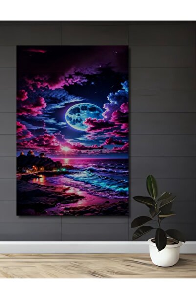 Teona Ahşap Ονειρική Ακτή με Φως του Φεγγαριού και Τοπίο, Ξύλινο Διακοσμητικό...