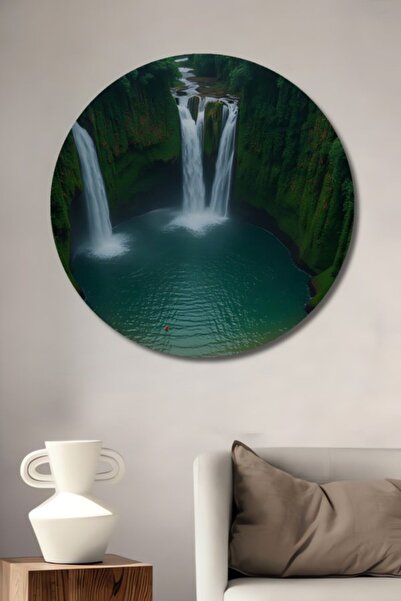 Teona Ahşap Στρογγυλό Ξύλινο Διακοσμητικό Πίνακα με Αιχμαλωτία Μυστηριώδους Τ...