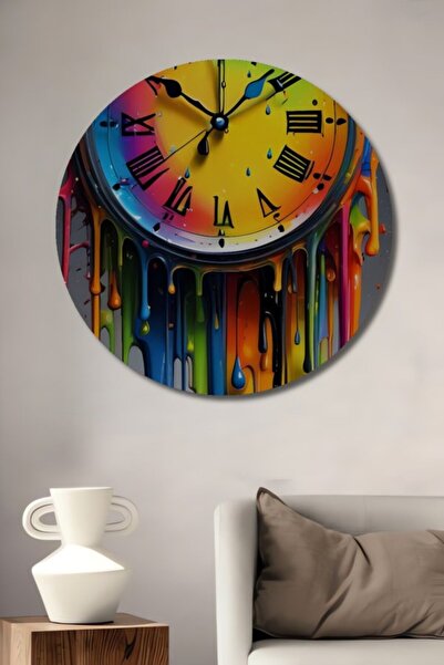 Teona Ahşap Στρογγυλό Πολύχρωμο Ξύλινο Διακοσμητικό Ρολόι Επιτραπέζιο για Σπί...