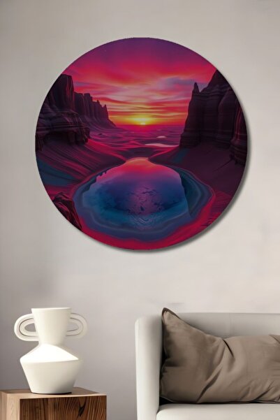 Teona Ahşap Στρογγυλό Μαγικό Ηλιοβασίλεμα στην Έρημο, Ψηφιακή Τέχνη, Ξύλινο Δ...