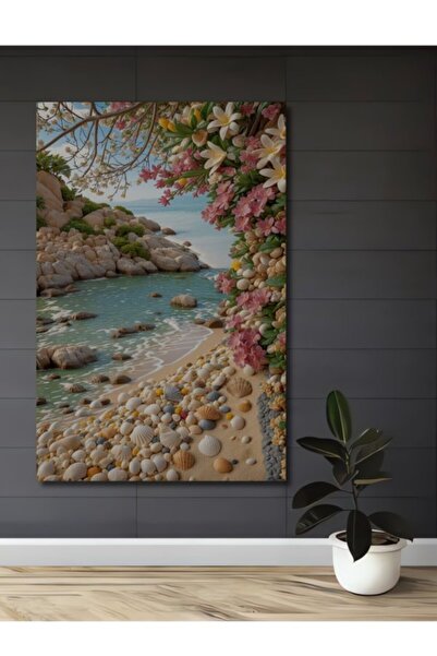 Teona Ahşap Ξύλινο Διακοσμητικό Τραπέζι με Θέμα Θαλάσσια Λουλούδια για Σπίτι,...