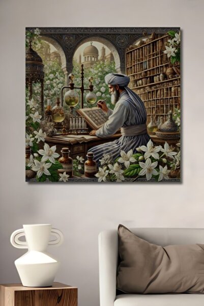 Teona Ahşap Ισλαμικός Επιστήμονας Ελαιογραφία με εφέ ξύλου Διακοσμητικός πίνα...