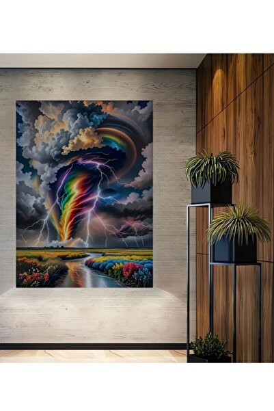 Teona Ahşap Ελαιογραφία με εφέ ουράνιου τόξου, Ξύλινο Διακοσμητικό Τραπέζι γι...