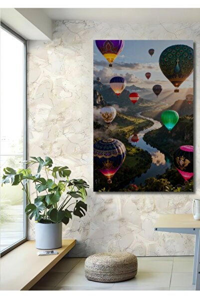 Teona Ahşap Sky Feast Ξύλινο διακοσμητικό τραπέζι με εφέ ελαιογραφίας με μπαλ...