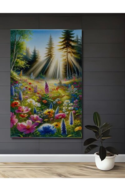 Teona Ahşap Λαμπερά λουλούδια του δάσους, ελαιογραφία με όψη ξύλου, διακοσμητ...