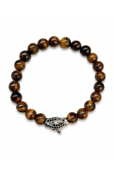 Chavin Elastic Tiger Eye Stone Men's Bracelet Ey50