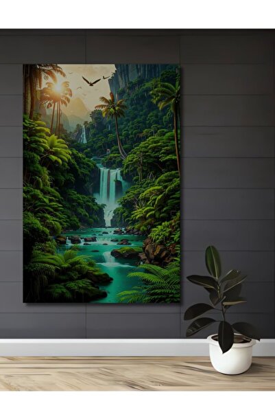 Teona Ahşap Μυστικός Δάσος Καταρράκτης με Υδατογραφία και Ξύλινη Διακοσμητική...