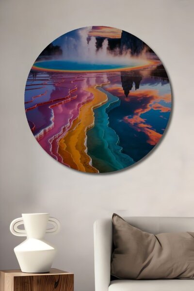 Teona Ahşap Στρογγυλό Ξύλινο Διακοσμητικό Πίνακα με θέμα το Ουράνιο Τόξο, τοπ...