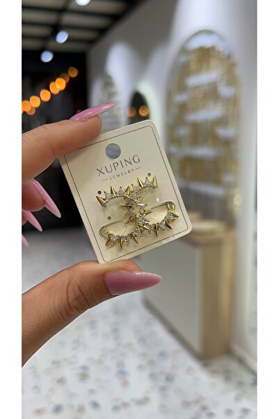 SU PERİSİ TAKI BİJUTERİ XUPİNG KARARMAZ 14K GOLD GÜNEŞ MODEL KÜPE