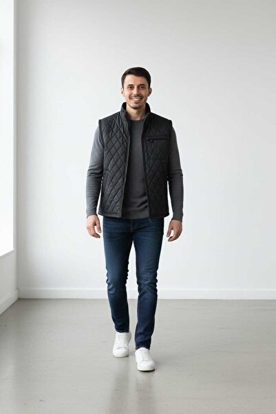 BAW COMPANY Κλασικό καπιτονέ φουσκωτό γιλέκο με φλις εσωτερικά, ανδρικό χειμε...