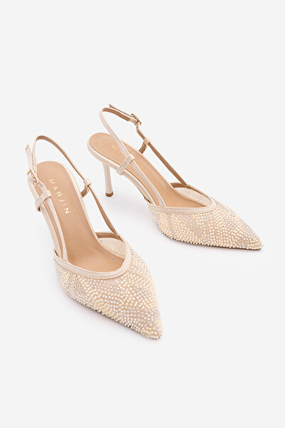 Marjin Γυναικεία παπούτσια στιλέτο με μυτερή μύτη και διχτυωτό λουράκι, κλασι...