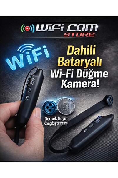 WİFİCAM Wifi Dahili Bataryalı Düğme Kamera Odak Ayarlı