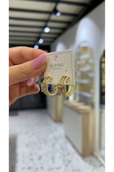 SU PERİSİ TAKI BİJUTERİ XUPİNG KARARMAZ 14K GOLD ANKA KUŞU DETAYLI HALKA KÜPE