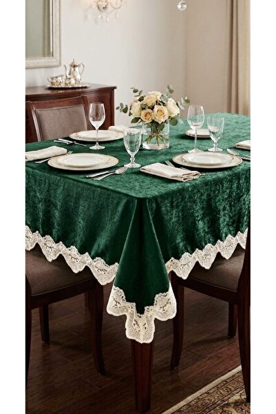 DECORA CASA HOME COLLECTİON Τραπεζομάντηλο με Γαλλική Δαντέλα - Πολυτελές Γυα...