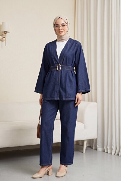 HİJABAYA Σετ Κιμονό με Τζιν Παντελόνι και Ζώνη στη Μέση
