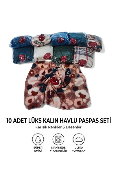 LENSA HOME 10'lu Set Ekstra Kalın Havlu Paspas Ucu - Karışık Renk ve Desenli ...