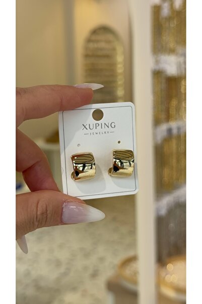 SU PERİSİ TAKI BİJUTERİ XUPİNG KARARMAZ 14K GOLD MİNİ KALIN HALKA KÜPE