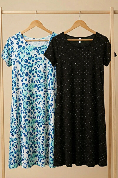 EFFE Φόρεμα 2 τεμαχίων ντραπέ Άνετο χτενισμένο βαμβακερό ύφασμα