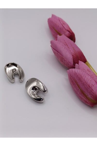 RP COMPANY Silver Color, "C" Shape Metal Button, 2 Pieces