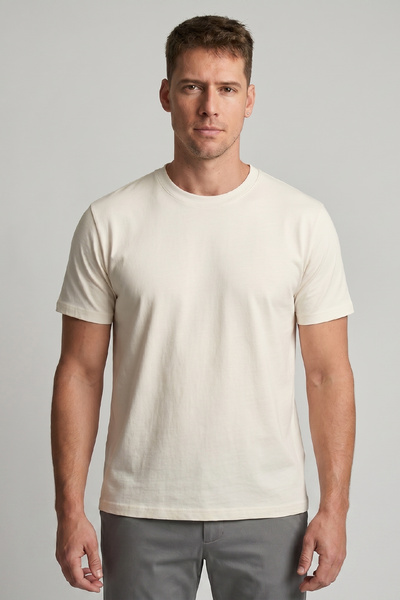 goffra Erkek Vision Premium Kalite Yoğun Dokulu Pamuklu T-Shirt Ekru M101-R02...