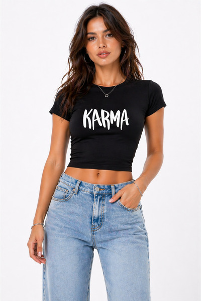 NEVERMIND Γυναικείο μπλουζάκι Baby Tee Crop με μικτό σχέδιο, στενή εφαρμογή, ...