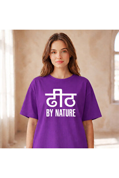 VODEXA Tricou oversize pentru femei BY NATURE, imprimat, 100% bumbac, croială...