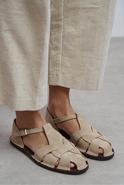 NİŞANTAŞI SHOES Γυναικεία σανδάλια Solto Beige από γνήσιο δέρμα με λεπτομέρει...