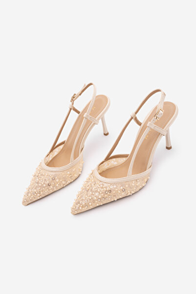 Marjin Γυναικεία παπούτσια στιλέτο με μυτερή μύτη, παγιέτες, διχτυωτό ύφασμα,...