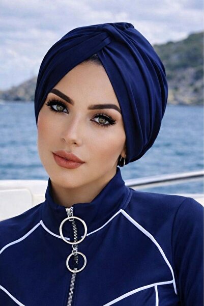 Aişe tesettür Μπλε ναυτικό μοντέλο Burgu Ready Sea - Καπέλο πισίνας