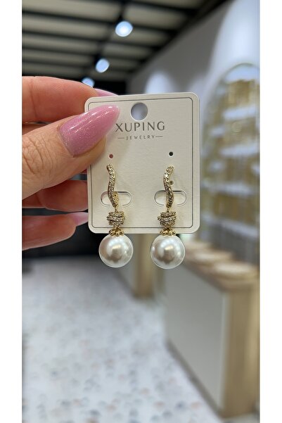 SU PERİSİ TAKI BİJUTERİ XUPİNG KARARMAZ 14K GOLD ZİRKON TAŞLI SALLANTILI İNCİ...