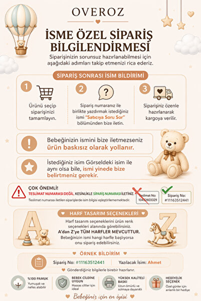 Overoz [ İSTEDİĞİNİZ İSMİ YAZIYORUZ ] İsimli Hastane Çıkışı Bebek Tulum İsme Özel Bebek Tulum İsimli Bebek Zıbın İsme Özel Bebek Hediyelik - A Harfi