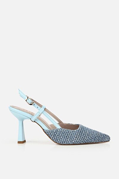 Yaya by Hotiç Γυναικεία γαλάζια ψάθινα πλεκτά παπούτσια με λεπτό λουράκι και ...