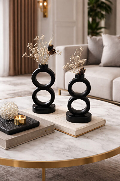 Zigzag Home Διακοσμητικό Σετ Βάζων 2 τεμαχίων σε Μοντέρνο Σχεδιασμό Μποέμ Στυ...