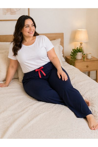 Melff Pantaloni de pijama pentru femei, din bambus, lycra, viscoză, mărime mare